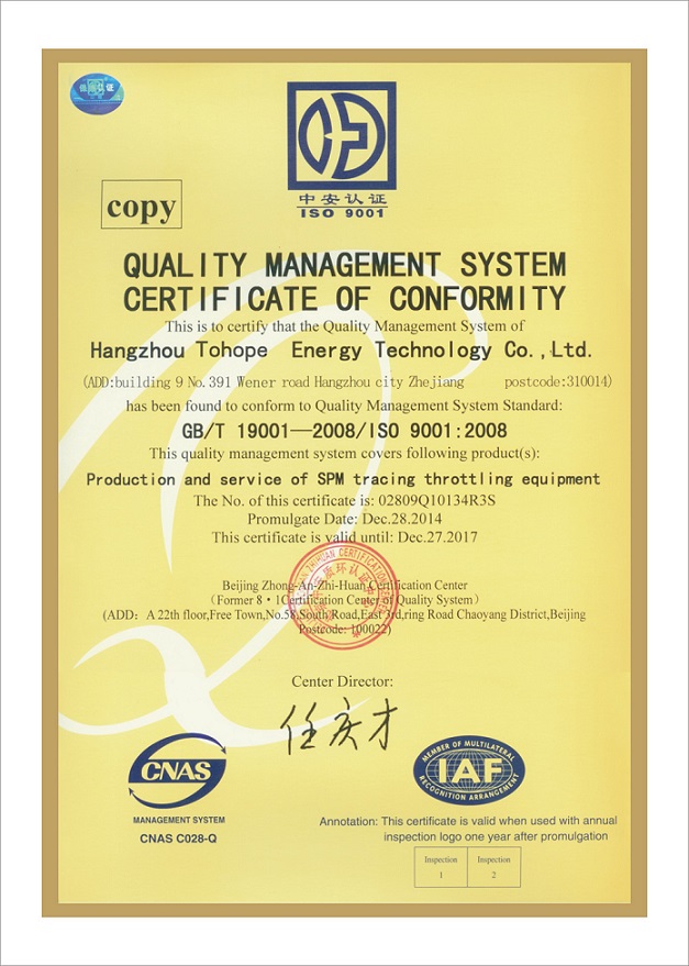 ISO 9001:2008质量管理体系认证证书(英文)